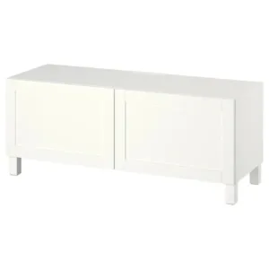 IKEA BESTÅ TV bench with doors, white Hanviken/Stubbarp/white, 47 1/4x16 1/2x18 7/8 "