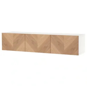 IKEA BESTÅ TV bench with doors, white/Hedeviken oak veneer, 70 7/8x16 1/2x15 "