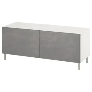 IKEA BESTÅ TV bench with doors, white/Kallviken/Ösarp dark gray, 47 1/4x16 1/2x18 7/8 "