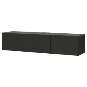 IKEA BESTÅ TV unit with doors, black-brown/Lappviken black-brown, 70 7/8x16 1/2x15 "