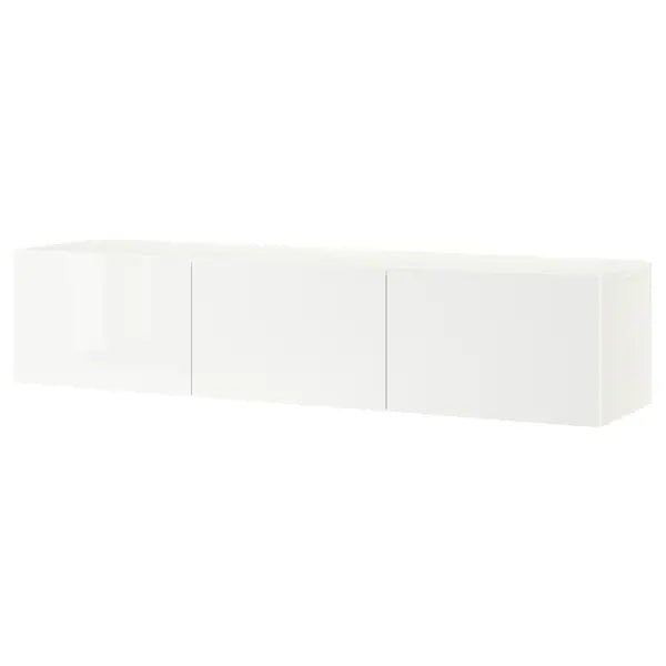 IKEA BESTÅ TV unit with doors, white/Selsviken high-gloss/white, 70 7/8x16 1/2x15 "