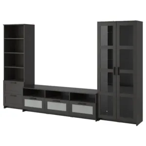 IKEA BRIMNES TV storage combination/glass doors, black, 126x16 1/8x74 3/4 "