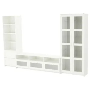 IKEA BRIMNES TV storage combination/glass doors, white, 126x16 1/8x74 3/4 "