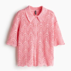 H&M Short-Sleeved Pointelle-Knit Shirt