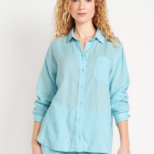 Old Navy Linen-Blend Loose Button-Down Shirt