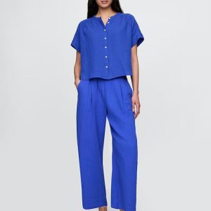 Gap Crinkle Gauze Easy Barrel Pants