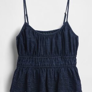 Gap Smocked Eyelet Denim Cami