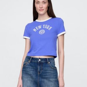 Gap Cotton Jersey New York Logo Shrunken T-Shirt