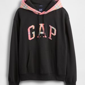GAP VintageSoft Plaid Arch Logo Hoodie