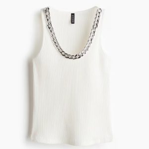 H&M Ribbed Chain-Detail Sleeveless Top