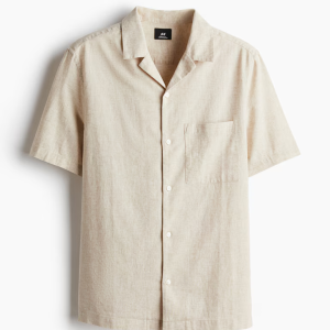 H&M Regular-Fit Short-Sleeved Linen-Blend Shirt