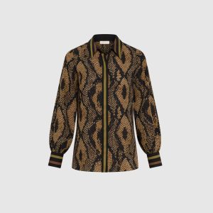 LAURA Snake Print Button-Up Blouse