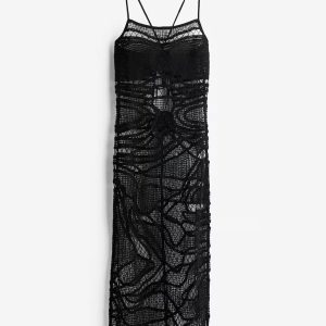H&M Tie-detail Crochet-look Dress