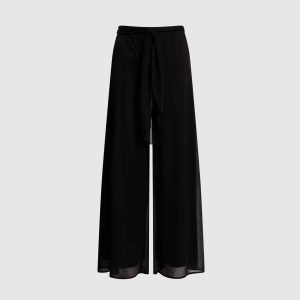 LAURA Olivia Mesh Overlay Wide-Leg Pants - Regular