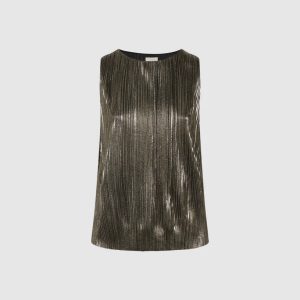 LAURA Metallic Plissé Top