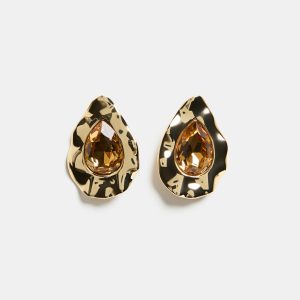 Laura Stone Center Teardrop Stud Earrings