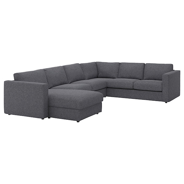 IKEA FINNALA Sectional, 5-seat corner, with chaise/Gunnared medium gray