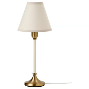 IKEA FLYGHÖJD Table lamp, brass/beige, 21 "