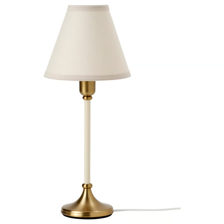 IKEA FLYGHÖJD Table lamp, brass/beige, 21 "