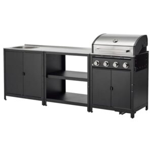 IKEA GRILLSKÄR Outdoor kitchen, stainless steel, 96 1/8x24 "