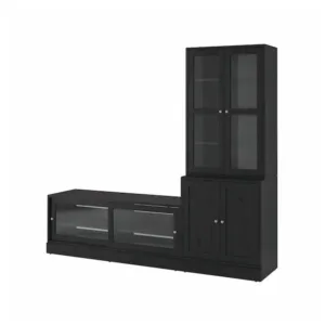 IKEA HAVSTA TV storage combination/glass doors, black, 94 7/8x18 1/2x83 1/2 "