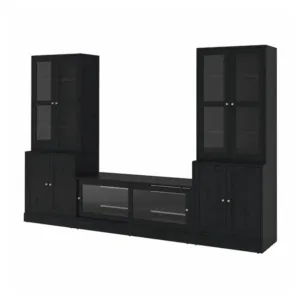 IKEA HAVSTA TV storage combination/glass doors, black, 126 3/4x18 1/2x83 1/2 "