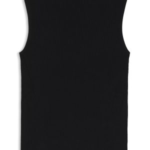 BOSS Sleeveless mock-neck top in ribbed fabric