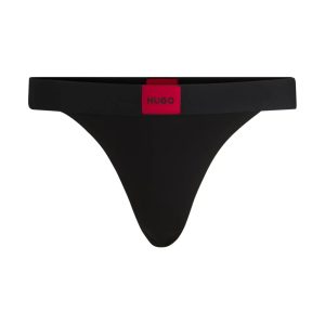 HUGO Stretch-cotton thong briefs with red logo label