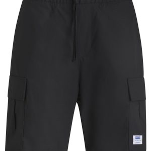 Hugo Structured-cotton shorts with drawstring and logo patch
