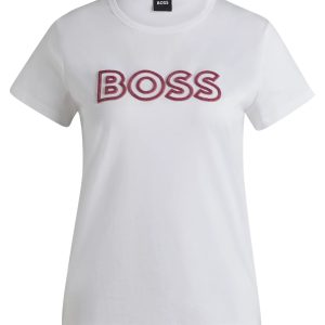 BOSS Mercerized-cotton T-shirt with logo detail