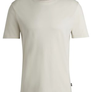 BOSS MERCERIZED-COTTON SLIM-FIT T-SHIRT WITH COLLAR STRIPE