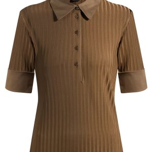 BOSS Ribbed polo-collar T-shirt with plain trims