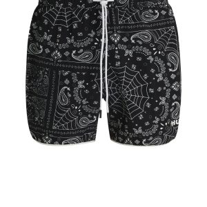 Hugo Seasonal-print swim shorts with round hem