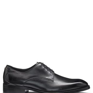 Boss Burnished-leather Derby shoes with stitch details