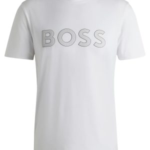 BOSS STRETCH-COTTON T-SHIRT WITH LARGE LOGO