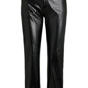 BOSS STRAIGHT-LEG TROUSERS IN CROCODILE-EMBOSSED FAUX LEATHER
