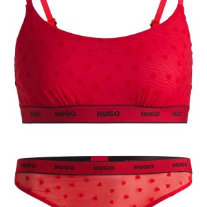 HUGO Flocked heart-pattern underwear gift set in mesh
