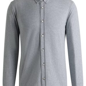 BOSS SLIM-FIT SHIRT IN PATTERNED COTTON JACQUARD
