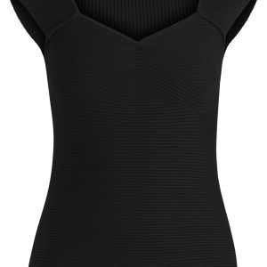 BOSS Sleeveless top in stretch fabric with mixed ribbing