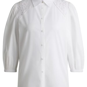 BOSS Regular-fit blouse with lace shoulders