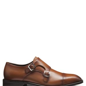Boss Leather double-monk shoes with cap toe