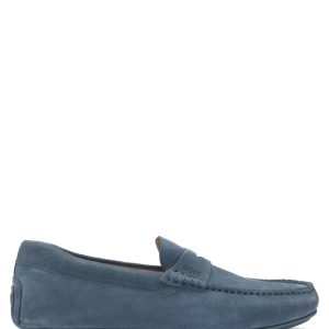 Boss Portuguese-crafted moccasin loafers in suede with penny trim