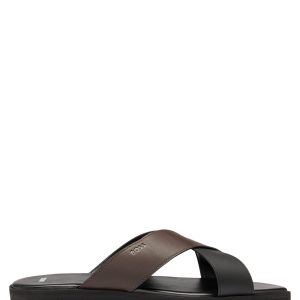 Boss Faux-leather slides with two-tone straps