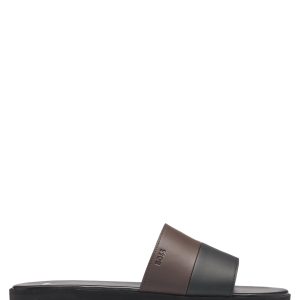 Boss Faux-leather slides with two-tone strap