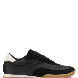BOSS Low-top trainers in fabric and suede