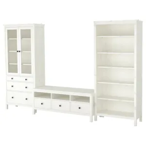 IKEA HEMNES TV storage combination, white stain/clear glass, 128 3/8x77 1/2 "