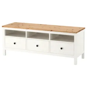 IKEA HEMNES TV unit, white stain/light brown, 58 1/4x18 1/2x22 1/2 "