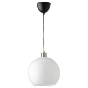 IKEA JÄRPLIDEN Pendant lamp, white glass/nickel plated, 12 "