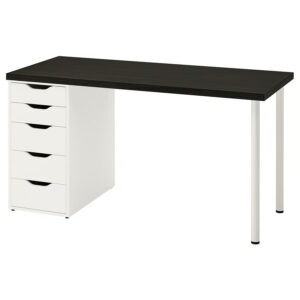 IKEA LAGKAPTEN / ALEX Desk, black-brown/white, 55 1/8x23 5/8 "