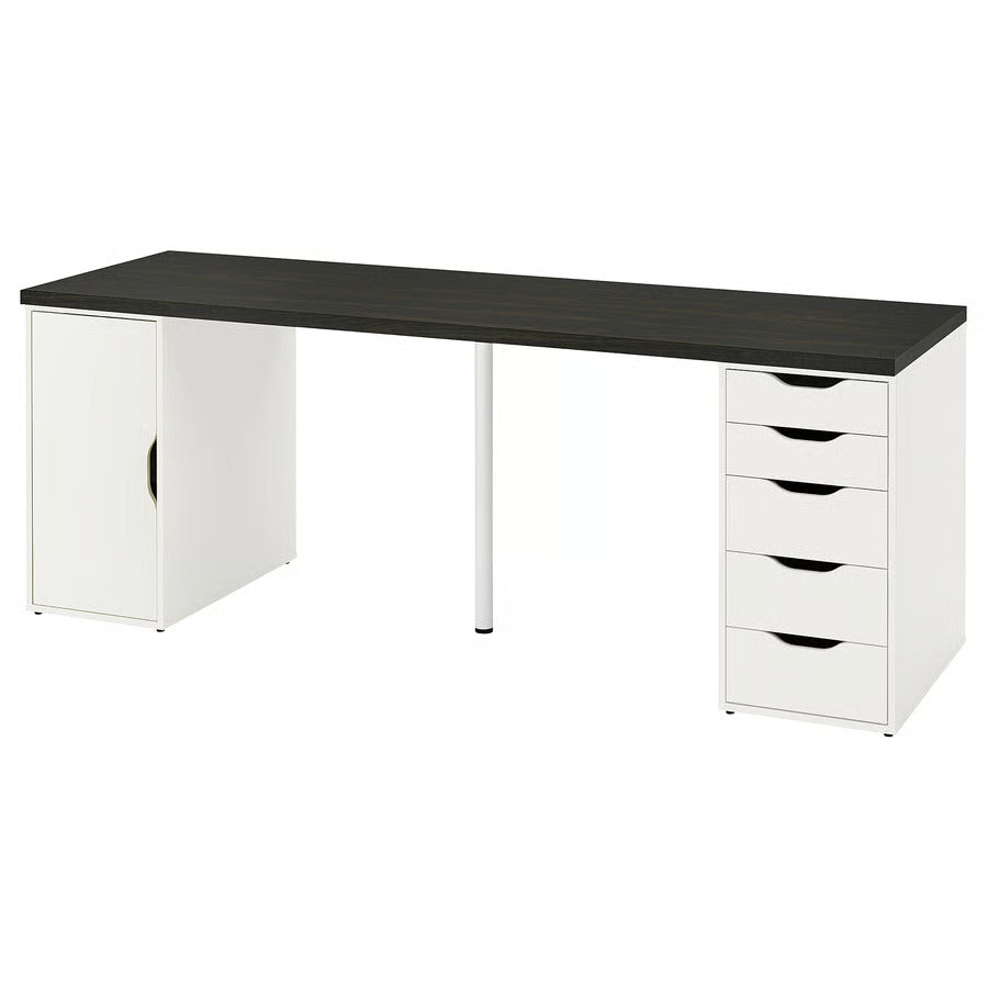 IKEA LAGKAPTEN / ALEX Desk, black-brown/white, 78 3/4x23 5/8 "